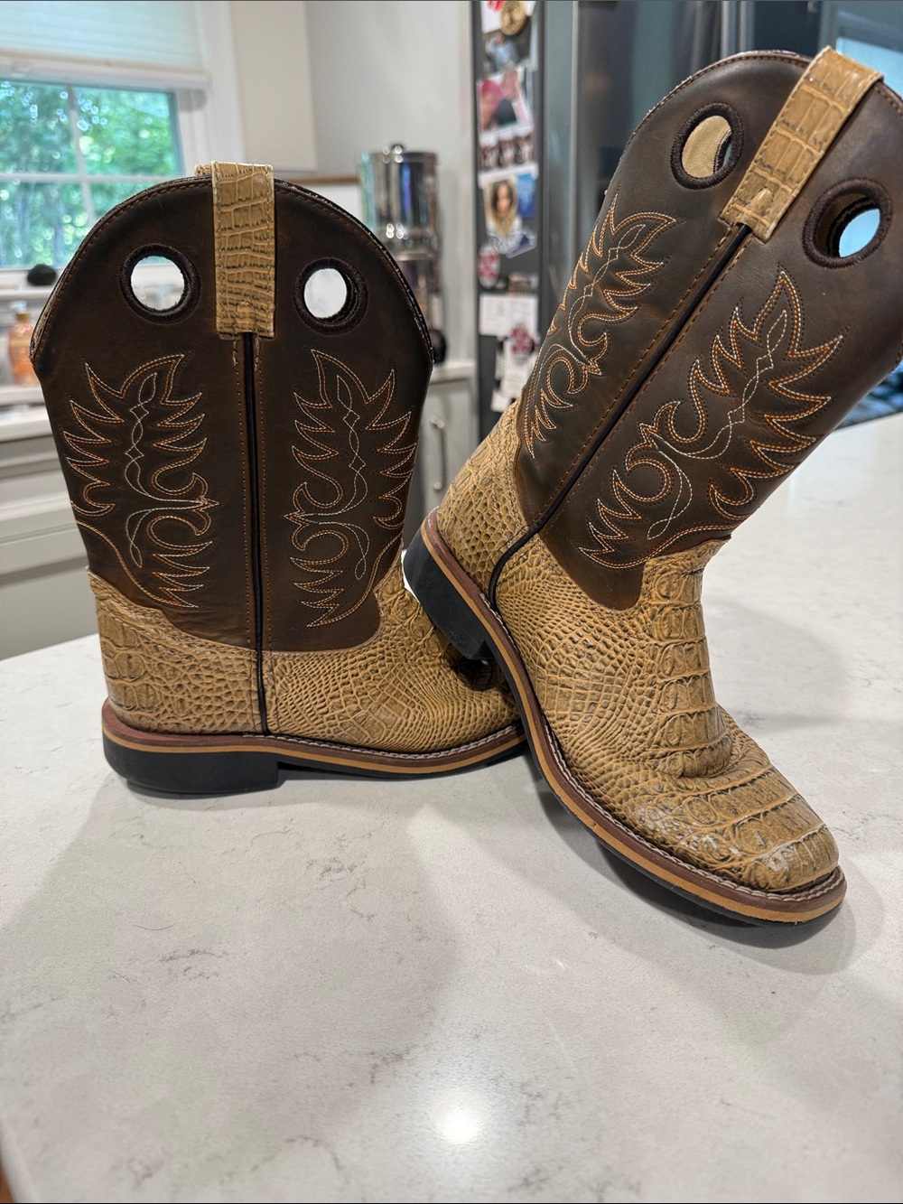 Cody James Youth Boys Faux Gator Print Western Boots - Size 3D